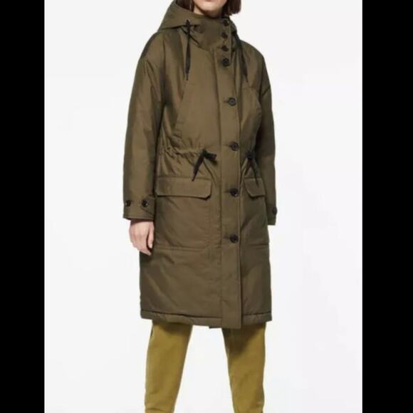 Andrew Marc Winonah long hooded reversible jacket green/black - Small - Picture 2 of 12